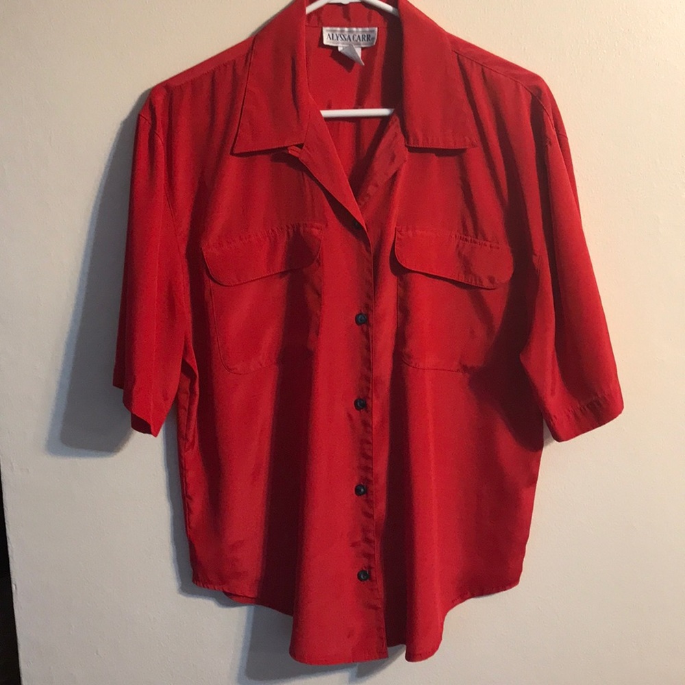 Red silky blouse Women's 10